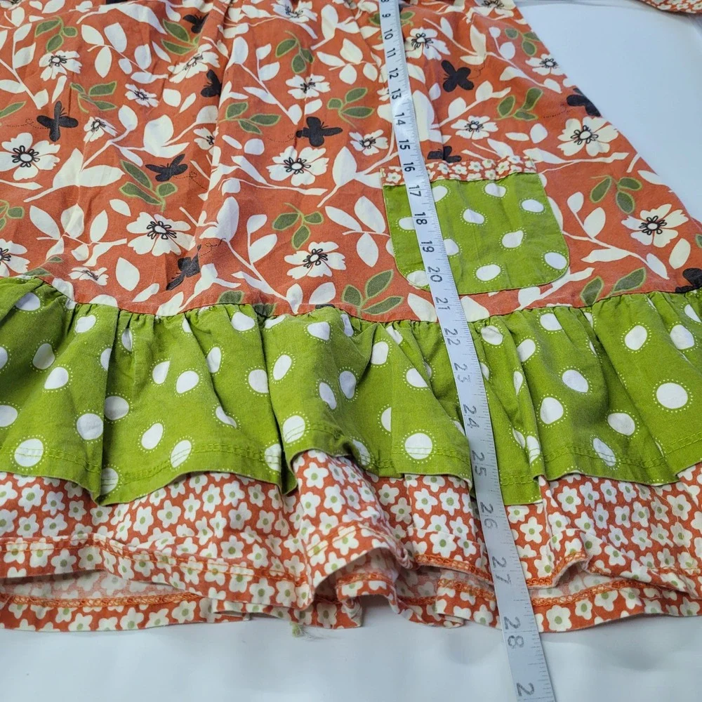 Jelly the Pug Renee Ruffle Dress Girls 10‎ Orange Floral Polka Dot Long Sleeve